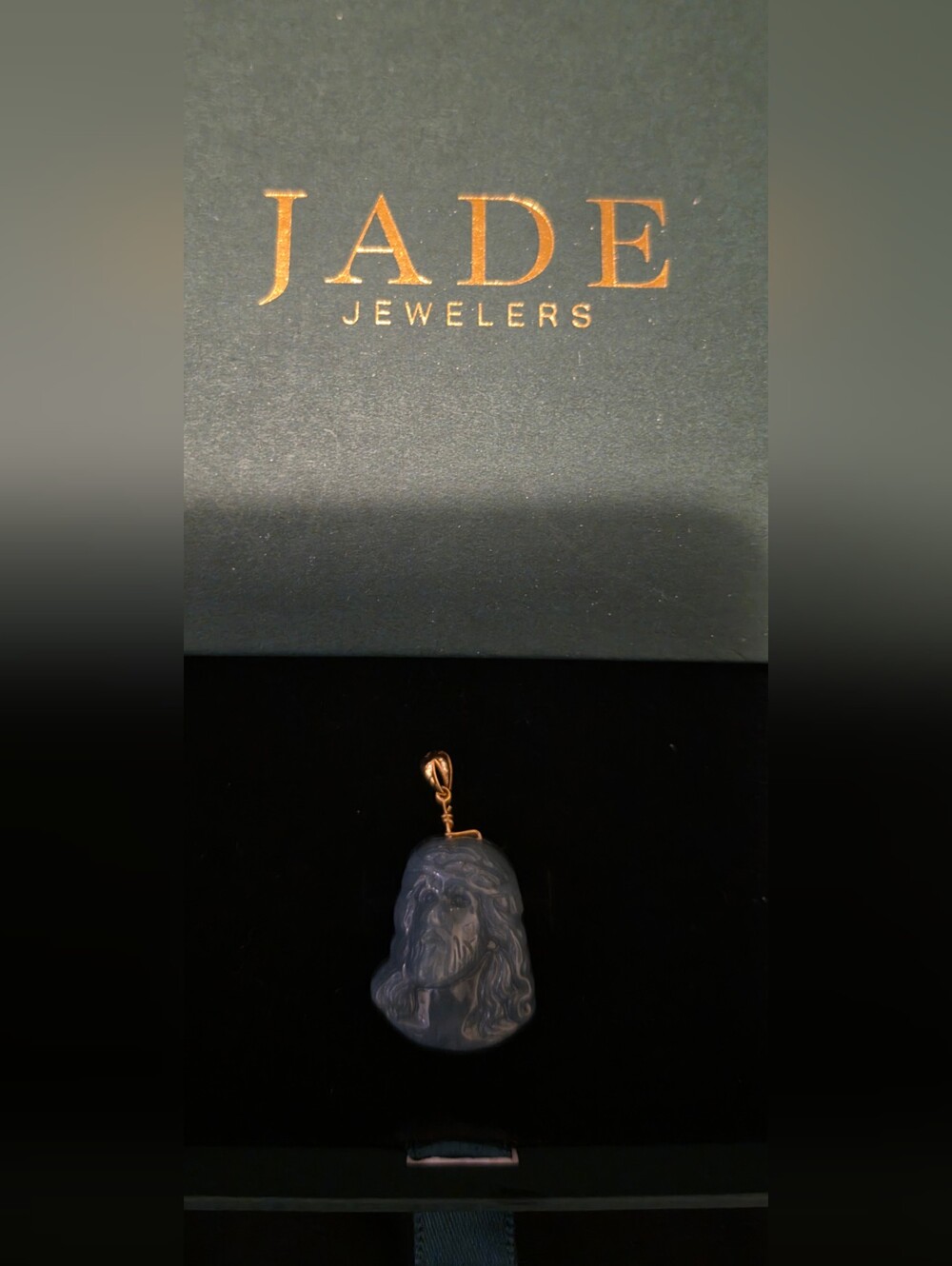 Blue God Pendant with Gold Bail